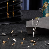 32Pcs 4 Size 2 Colors 304 Stainless Steel Pendants, Spike/Cone, Golden & Stainless Steel Color, 4pcs/color