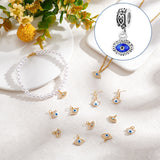 40Pcs Alloy Enamel European Dangle Charms, Evil Eye, Large Hole Pendants, Antique Silver, Blue, 23.5mm, Evil Eye: 13x11.5mm, Hole: 5mm