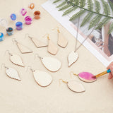 DIY Earring Making Kit, Including 80Pcs 4 Style Wooden Pendant, Leaf & Horse Eye & Kite & Teardrop & Quadrangle, 100Pcs Iron Open Jump Rings, Nickel Free, 100Pcs Brass Earring Hooks, Mixed Color, 47.5~55x19~27.5x2~3mm, Hole: 1.5~3mm, 20pcs/style