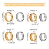 8Pcs 8 Style 201 Stainless Steel Grooved Finger Ring Settings, Ring Core Blank, for Inlay Ring Jewelry Making, Golden & Stainless Steel Color, 1pc/color