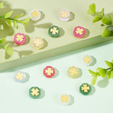 60Pcs 5 Style Imitation Jade Spray Painted Glass Beads, with Golden Plated Brass Findings, Clover, for Saint Patrick's Day, Mixed Color, 12x12x4.5mm, Hole: 1mm, 12Pcs/style