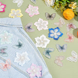 22Pcs 22 Style Layer Polyester Embroidery Lace Sewing Ornaments, Iron on Patches, DIY Garment Accessories, Flower & Butterfly, Mixed Color, 48~70x38~69x1~6.9mm, 1pc/style