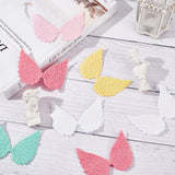 40Pcs 5 Colors Cloth Patches, with Glitter Powder, Costume Accessories, Appliques, Wings, Mixed Color, 63x88x1.5mm, 8pcs/color