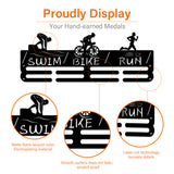 Sports Theme Iron Medal Hanger Holder Display Wall Rack, with Screws, Triathlon Pattern, 150x400mm