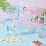 6 Sets 6 Styles Acrylic Earring Display Stands, Coat Hanger Shaped Earring Organizer Holder with 8Pcs Mini Hangers, Mixed Color, 6x12~14x15cm, 1 set/style