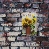Rectangle Metal Iron Sign Poster, for Home Wall Decoration, Sunflower Pattern, 300x200x0.5mm
