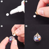 DIY Pendant Making, Round Mechanized Blown Glass Globe Beads and Clear Glass Globe Bottle Charms Pendants, with Rack Plating Brass Bails, Mixed Color, 14mm, Hole: 4mm, Charm: 8mm, 60pcs/set