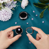 2Pcs 2 Style Alloy Loose Diamond Boxes, Flat Round with Clear Glass Window and Sponge Inside, for Jewelry Cabochons Displays, Electrophoresis Black, 3.25~4x1.5~1.65cm, 1pc/style