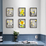 Chemical Fiber Oil Canvas Hanging Painting, Home Wall Decoration, Rectangle, Sunflower Pattern, 250x200mm, 6 style, 1pc/style, 6pcs/set