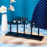 Acrylic T-Bar Earring Display Stands, Earring Riser Organizer Holder with 5Pcs Bars, Black, Finish Product: 19.9x5x10.2cm, about 6pcs/set