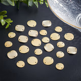 30Pcs 3 Styles Brass Connector Charms, Long-Lasting Plated, Curved Flat Round, Real 24K Gold Plated, 14~18x1mm, Hole: 1.2~1.5mm, 10pcs/style