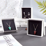 Cardboard Gift Box Jewelry Set Boxes, for Necklace, Earrings, with Black Sponge Inside, Square, White, about 9.3x9.3x3.1cm, Inner Diameter: 8.6x8.6cm, 12pcs/set