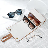 PU Leather Trapezoid Multiple Glasses Case, 3 Slots Travel Sunglasses Organizer Holder, Saddle Brown, 162x125x60mm