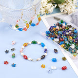 178Pcs 2 Style Flower Handmade Millefiori Glass Beads Strands, Star & Barrel, Mixed Color, 5 Strands/Box