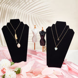 Bust Velvet Cover with Cardboard Paper Necklace Display Stands, Jewelry Slant Back Organizer Holder for Necklace Storage, Black, Finish Product: 21.2x9.5x31cm
