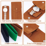 6Pcs 3 Colors Double-Sided Velvet Watch Bag Package, Single Wristwatch Envelope Bags with Snap Button, Mixed Color, 13x6.7x0.8cm, 2pcs/color