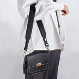1Pc PU Leather Bag Straps, with Alloy & Iron Swivel Clasp, 1Pc PU Leather Tassel Big Pendant Decoration, Black, Bag Straps: 795x42x14mm, Pendant Decoration: 127mm