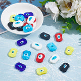 24Pcs 6 Colors Handmade Evil Eye Lampwork Beads, Oval, Mixed Color, 18x25x5mm, Hole: 1.6mm, 4pcs/color