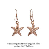 Trendy Starfish and Conch Jewelry Sets, Bib Beach Necklaces and Dangle Earrings and Trendy Charm Bracelets, Platinum, 18.9 inch(48.2cm), 51mm, Pin: 0.6mm, 1set, 7-3/8 inch(187mm), 1strand, 16x12x3cm