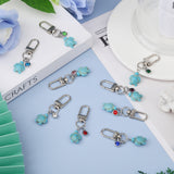 Sea Turtle Synthetic Turquoise Pendant Decorations, with Alloy Glass Rhinestone Charms and Zinc Alloy Swivel Clasps, Mixed Color, 57mm, 12 colors, 1pc/color, 12pcs/set