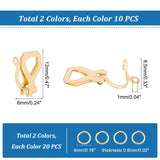 20Pcs 2 Color 304 Stainless Steel Clip-on Earring Findings, with 40Pcs Open Jump Rings, Golden & Stainless Steel Color, 12x6x8.5mm, Hole: 1mm, 10Pcs/color