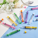 18Pcs 6 Colors Plastic Disposable Measurement Syringe with Cap, for Scientific Labs, Liquid Dispensing, Pet and Party Supplies, Mixed Color, 114x31x20mm, Capacity: 10ml, 3pcs/color