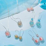 DIY Jewelry Set Making, with Iron Wire Pendants, Cage Pendants, Natural Lava Rock Beads, Transparent Glass Beads and Brass Earring Hooks, Mixed Color, 11.8x7.2x3.5cm