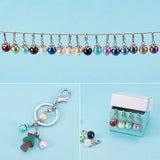 48Pcs 16 Colors Round Glass Pearl Pendant, with Brass Lobster Claw Clasp & Alloy Beads, Mixed Color, 26mm, Hole: 3.5mm, 3pcs/color