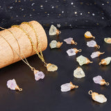 20Pcs Natural Quartz Pendants, with Real 18K Gold Plated Eco-Friendly Copper Wire Wrapped, Nuggets Charm, Mixed Dyed and Undyed, Mixed Color, 20.5~27x12~16x7.5~11mm, Hole: 4mm