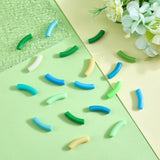 120Pcs 15 Style Opaque Acrylic Beads, Curved Tube, Colorful, 32x9.5~10x8mm, Hole: 1.8mm, about 8pcs/style