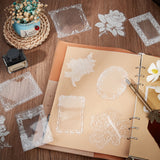 2 Boxes 2 Styles PET Hollow Lace Stickers Set, Decorative Waterproof Dacals for DIY Handmade Scrapbook Photo Albums, Geometric Lace Frame & Flower Pattern, White, 53~63x40~58x1mm