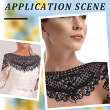 Polyester Computerized Embroidery Collar, Detachable Lace Neckline Trim, Garment Accessories, Black, 300x770x2mm