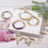 DIY Curved Tube Chunky Bracelet Making Kit, Including Acrylic & Brass Spacer Beads, Elastic Thread, Gold, Beads: 200Pcs/box