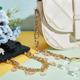 2Pcs Aluminum Curb Chains Bag Handles, Alloy Enamel Butterfly & Flower Charm Bag Straps, Colorful, 19.6cm