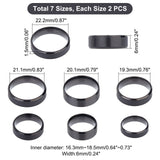 14Pcs 7 Size 201 Stainless Steel Plain Band Ring for Men Women, Electrophoresis Black, Inner Diameter: US Size 5 3/4~13(16.3~22.2mm), 2Pcs/size