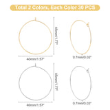 60Pcs 2 Colors 316 Surgical Stainless Steel Wine Glass Charms Rings, Hoop Earring Findings, DIY Material for Basketball Wives Hoop Earrings, Mixed Color, 21 Gauge, 45x40x0.7mm, 30pcs/color