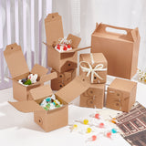 Square Kraft Paper Folding Boxes, for Gift Wrapping, BurlyWood, Finished Product: 7x7x7cm, 22.5x14x0.5cm