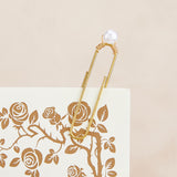 Planner Charms, Iron Long Paper Clips, with ABS Plastic Imitation Pearl Beads, Golden, 55~56mm