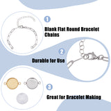 DIY Blank Dome Flat Round Link Bracelet Making Kit, Including 304 Stainless Steel Paperclip Chains Bracelet Making & Cabochon Connector Settings, Glass Cabochons, Golden & Stainless Steel Color, 30Pcs/box