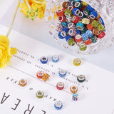 Polymer Clay Rhinestone European Beads, Large Hole Beads, Rondelle, with Silver Tone Brass Cores, Mixed Color, 10~12x7~8mm, Hole: 5mm, 100pcs/box