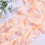 10M Pleated Organza Ribbons, Ruffled Lace Ribbon, for Clothing Accessories, Light Salmon, 3-1/8~3-1/2  inch(80~90mm), about 10.94 Yards(10m)/Bag