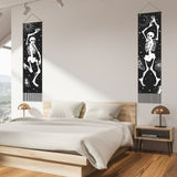 Polyester Decorative Wall Tapestrys, for Home Decoration, with Wood Bar, Rope, Rectangle, Skeleton Pattern, 1300x330mm