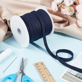 1 Roll Flat Polycotton Hollow Cord, Shoeslace Making, Clothes Accessories, with 1Pc Plastic Spool, Prussian Blue, 10mm, about 27.34 Yards(25m)/Roll