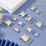 10Pcs 5 Styles Alloy Side Release Buckles, for Backpack, Waist Pack, Platinum, 23~53x12.5~36x4~8mm, Hole: 10.2~30x1.5~5mm, 2pcs/style