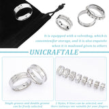 16Pcs 16 Style 201 Stainless Steel Grooved Finger Ring Settings, Ring Core Blank, for Inlay Ring Jewelry Making, Stainless Steel Color, US Size 5 1/4(15.9mm)~US Size 14(23mm), 1pc/style