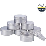 Round Aluminium Tin Cans, Aluminium Jar, Storage Containers for Cosmetic, Candles, Candies, with Screw Top Lid, Platinum, 8.5x3.8cm, Capacity: 150ml, 10pcs/box