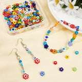 3 Strands 3 Style Handmade Millefiori Glass Bead Strands, Flower, Mixed Color, 3.7~6.4x2.6~3.2mm, Hole: 1mm, 1strand/style