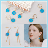 12Pcs 12 Constellations Alloy Enamel Charms Locking Stitch Makers, with Golden 304 Stainless Steel Leverback Earring Findings, Dodger Blue, 32mm, Pin: 1x0.8mm, 1Pc/style