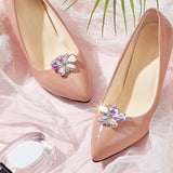 2Pcs Alloy Rhinestone Wedding Shoe Decorations, Detachable Shoe Buckle Clips, Butterfly, Crystal AB, 30x39x13mm