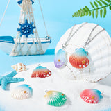 12Pcs 6 Colors Opaque Resin Pendants, with Platinum Tone Iron Loop, Two Tone, Shell with Star, Mixed Color, 33.5~34.5x31.5~32.5x8.5mm, Hole: 2mm, 2pcs/color